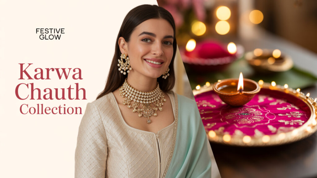 celebrate karwa chauth 2025 with designer suits and sarees at festive glow boutique raj nagar ghaziabad
